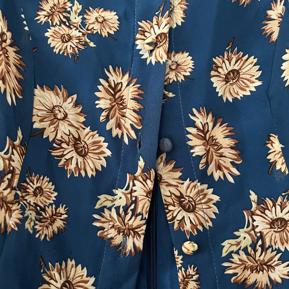 Vintage Floral Dress Button Up, Fully Lined Size 10